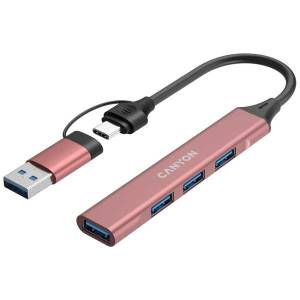 CANYON hub DS-02 4in1 USB-A/C Pink