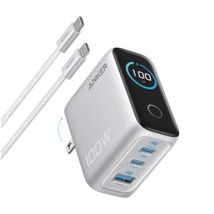 Punjač Anker B121BG41 (100W, 3 Ports, Smart Display) Silver
