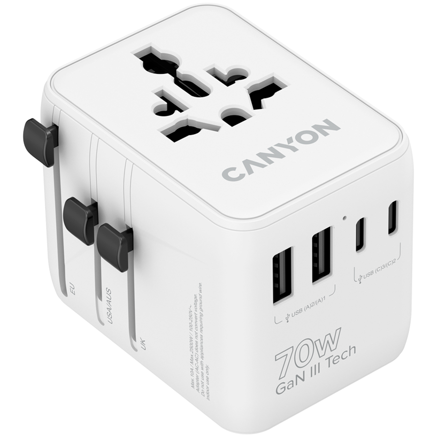 Punjač CANYON Travel OnTour 70W White; CNS-TA70W1006W