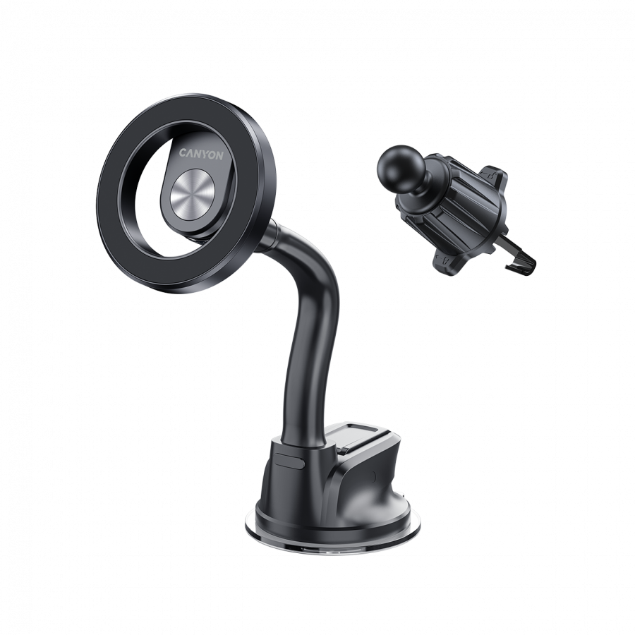 Držač za mobitel CANYON Magnetic OnGrip 12 suction + air vent Black