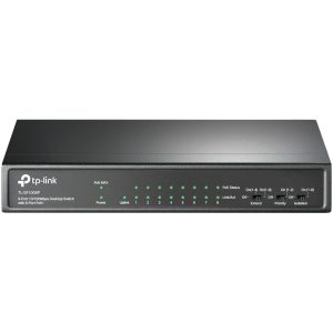 9-port 10/100Mbps unmanaged switch with 8 PoE+ por